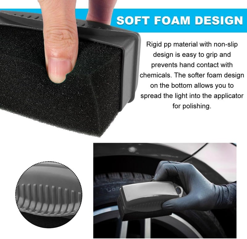 Yourkar 2 PCS Tire Shine Applicator, Flat Dressing Waxing Sponge Pads With Lid Cover, Reusable Polishing Cleaning Foam Applicators With Rectangular Box, Car Accessories (Gray) - Image 4